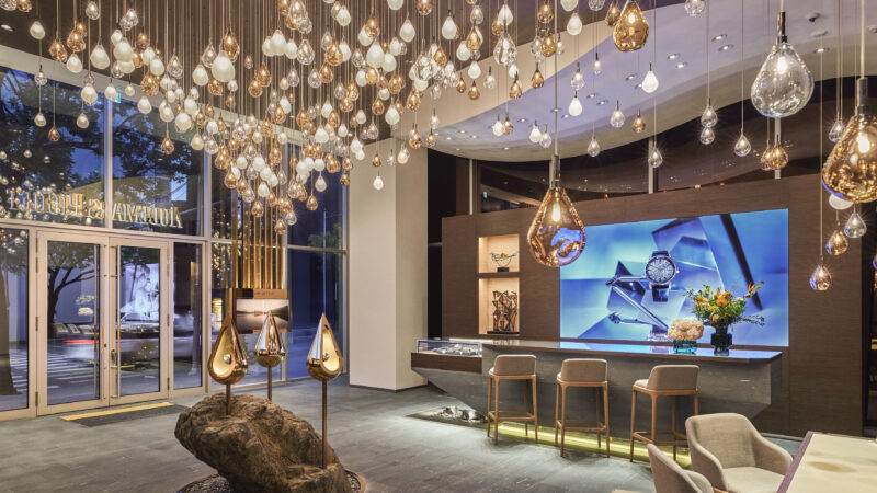 AP House Seoul displays beneath suspended pendant lights in official location photography