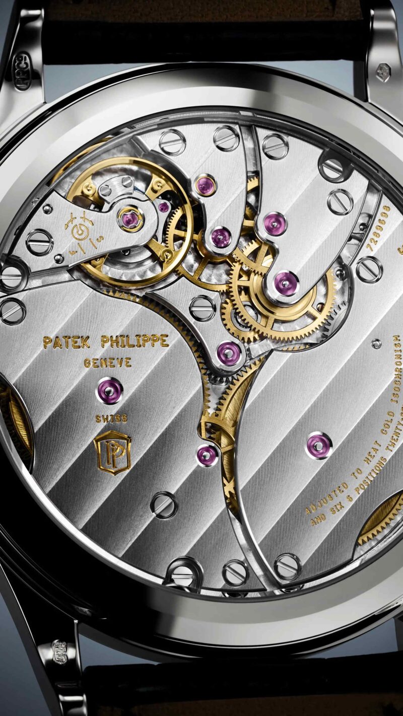 View of the manually wound movement through the Calatrava 6119G case back