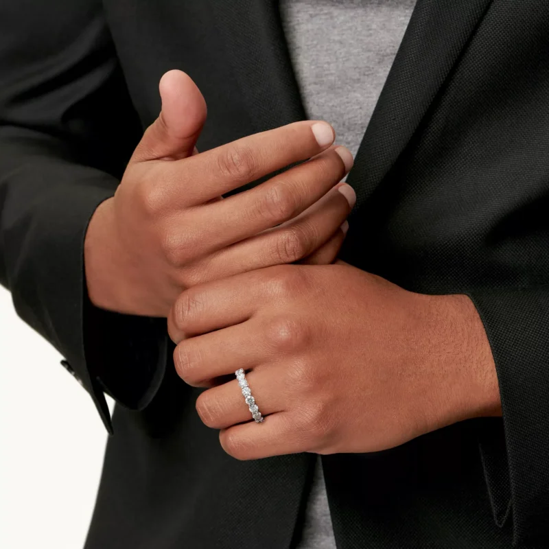 Tiffany Forever diamond band worn on the hand
