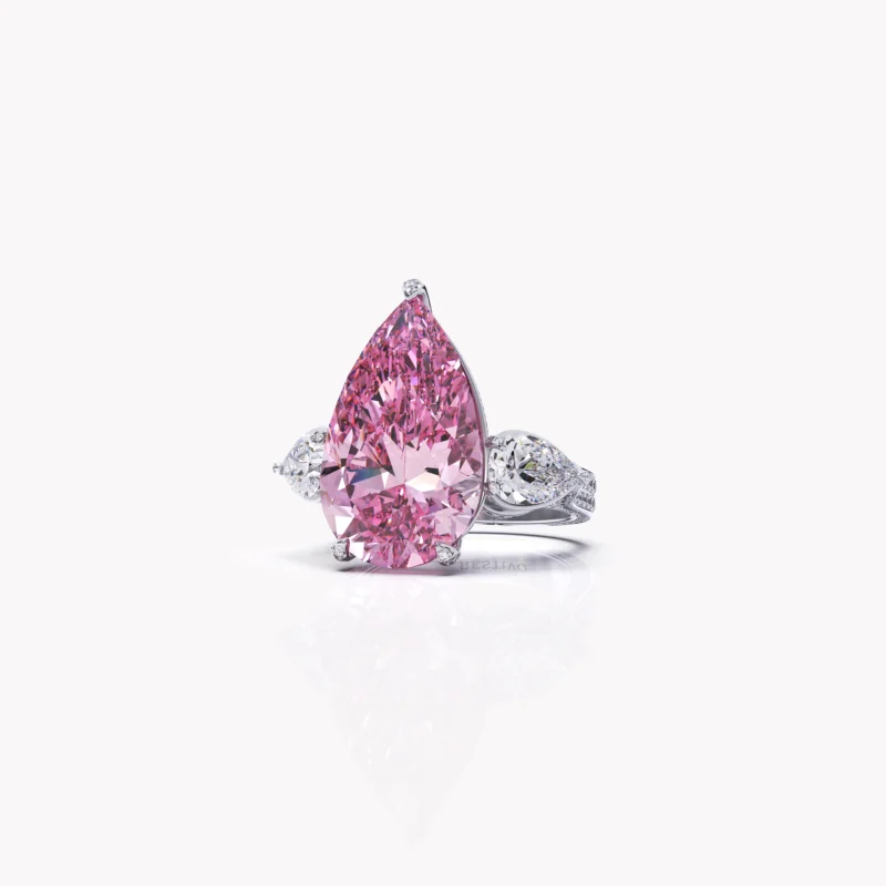 Pink diamond ring with a marquise silhouette by Restivo Diamonds