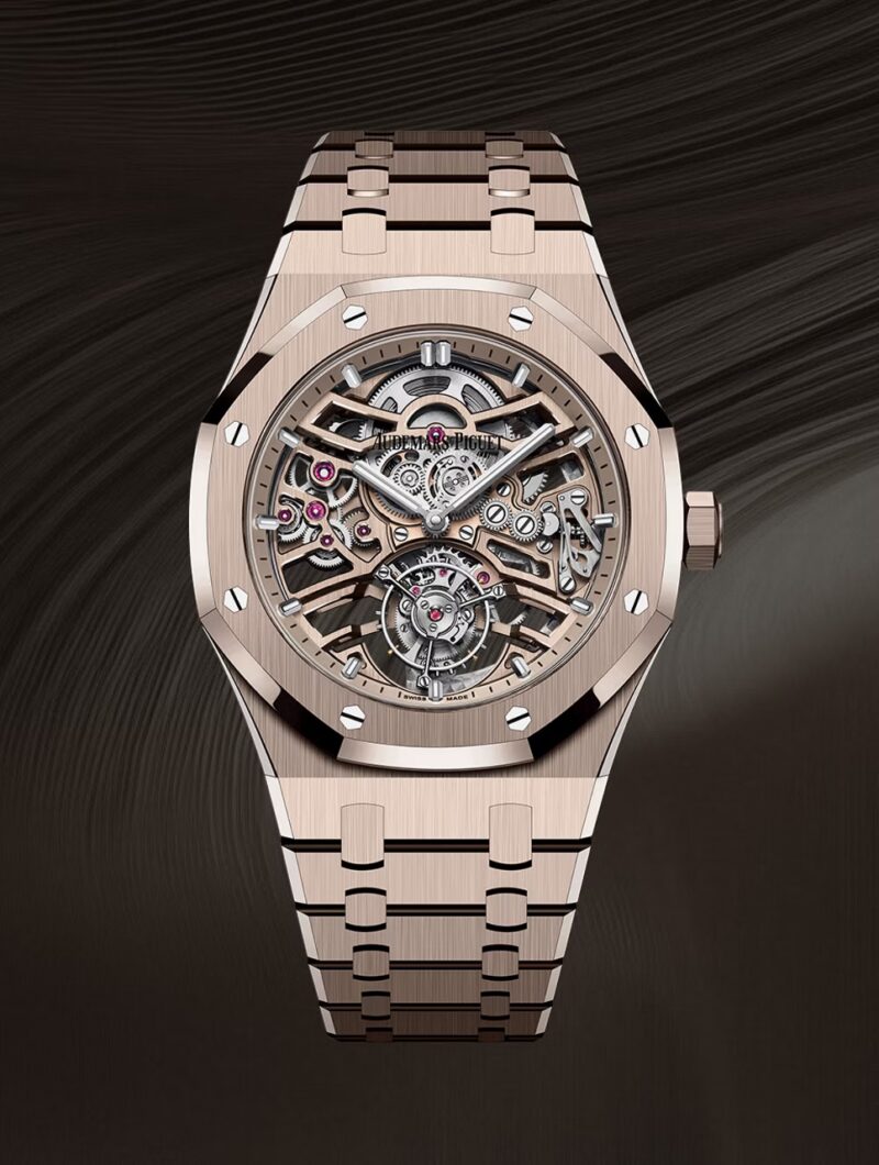 Audemars Piguet Royal Oak openworked watch in pink gold and sand gold tones