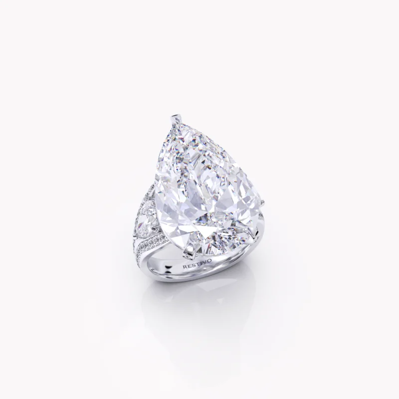 White diamond engagement ring by Restivo Diamonds