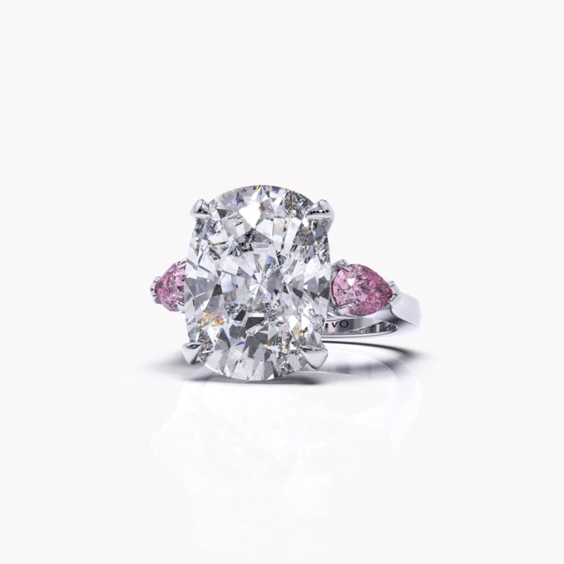 White diamond ring side view by Restivo Diamonds