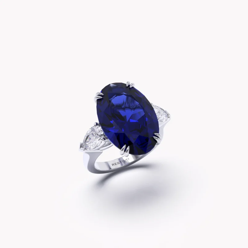 Sapphire and diamond ring by Restivo Diamonds
