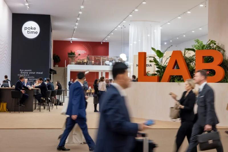 Visitors passing the LAB area at Watches and Wonders Geneva 2026