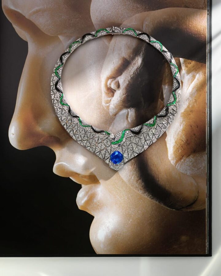 Bulgari Eclettica Serpenti Illusio necklace with sapphire diamonds emeralds and onyx