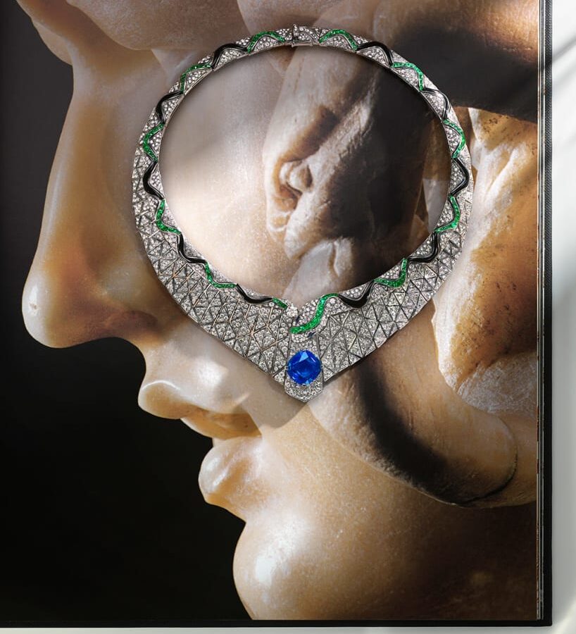 Bulgari Eclettica Serpenti Illusio necklace with sapphire diamonds emeralds and onyx