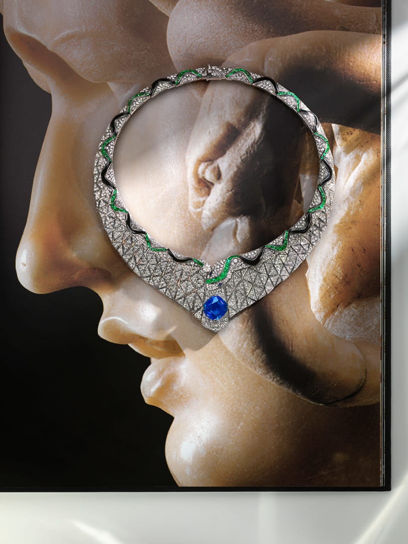 Bulgari Eclettica Serpenti Illusio necklace with sapphire diamonds emeralds and onyx