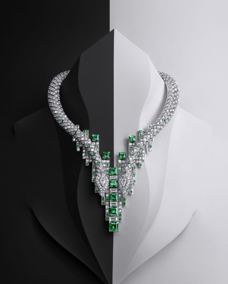 Cartier Nature Sauvage Amphista high jewellery necklace with emeralds and diamonds