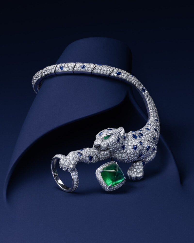 Cartier Nature Sauvage Panthere Jaillissante articulated panther ring-bracelet with emerald