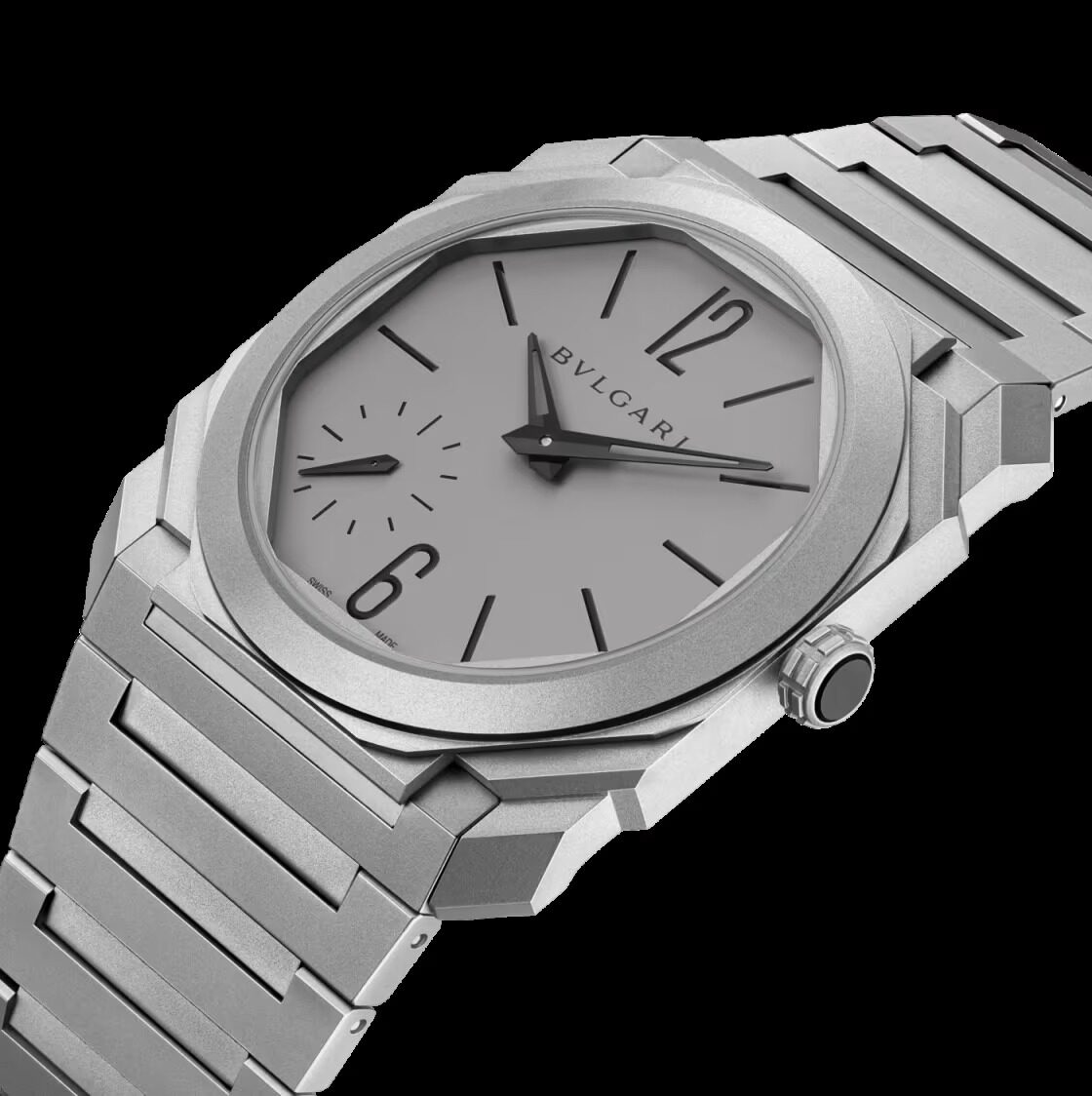 Bulgari Octo Finissimo 37mm titanium front angle with small seconds