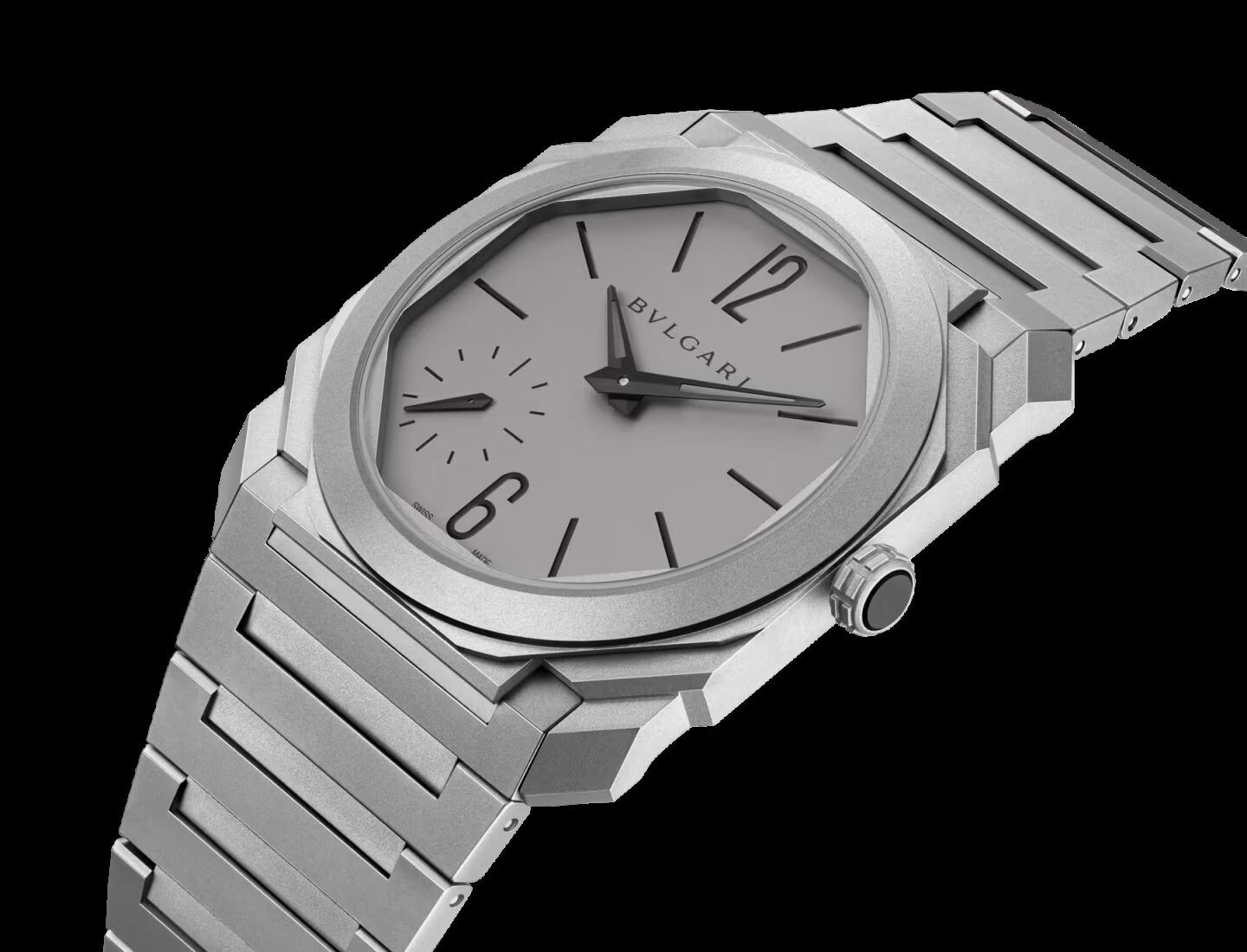 Bulgari Octo Finissimo 37mm titanium front angle with small seconds