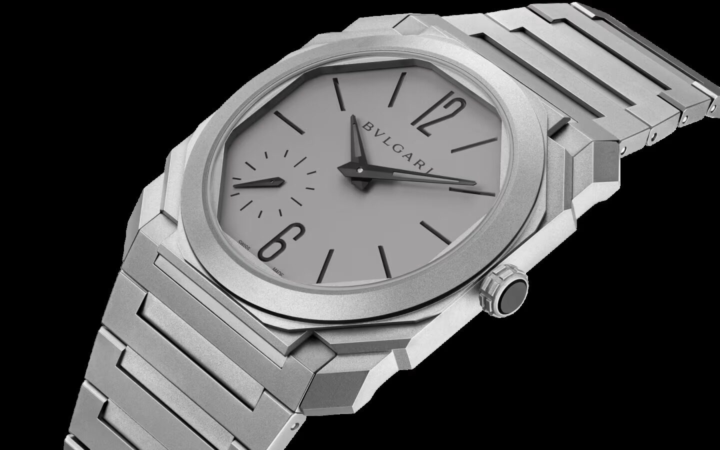 Bulgari Octo Finissimo 37mm titanium front angle with small seconds