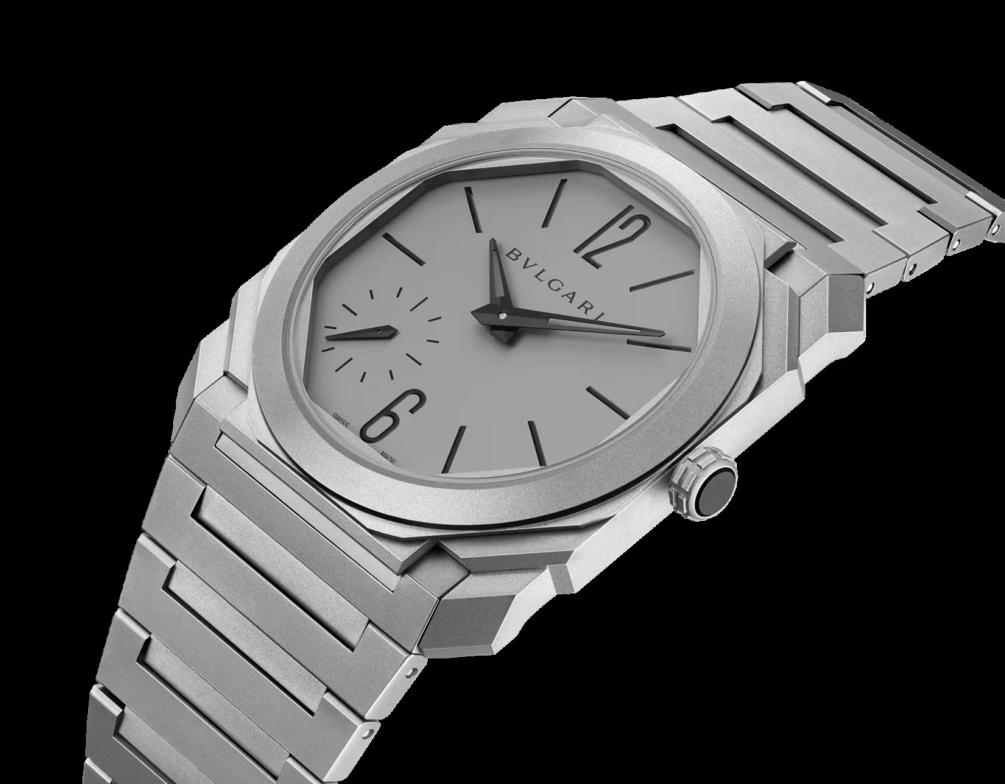 Bulgari Octo Finissimo 37mm titanium front angle with small seconds