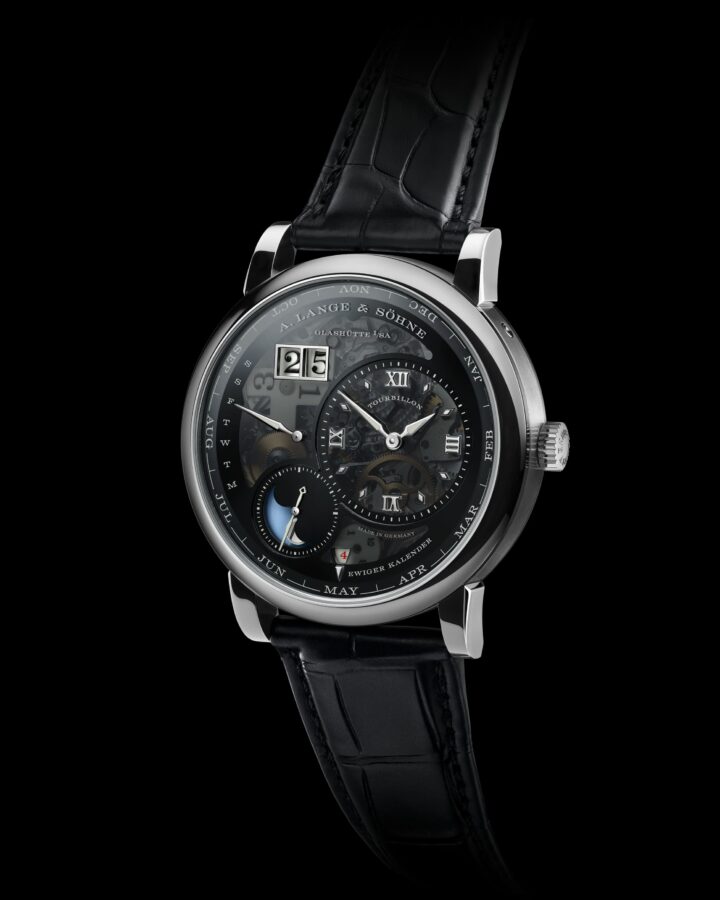 A. Lange & Söhne Lange 1 Tourbillon Perpetual Calendar Lumen front view in platinum