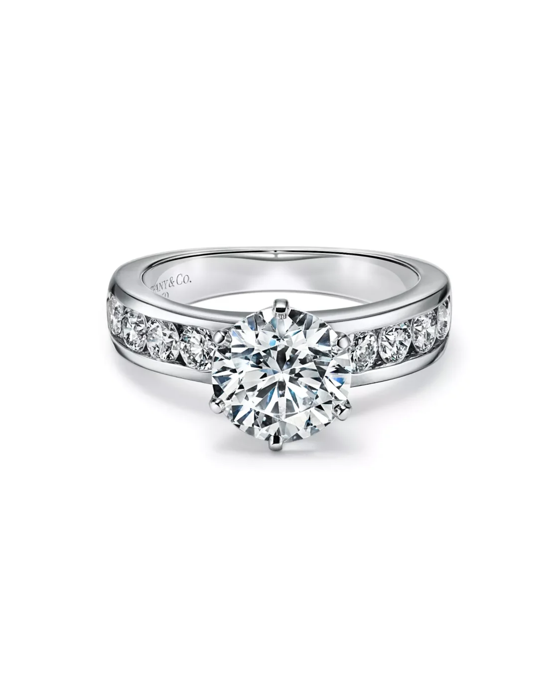 Top-down view of the rose gold Tiffany Soleste round double halo engagement ring showing the concentric diamond rows
