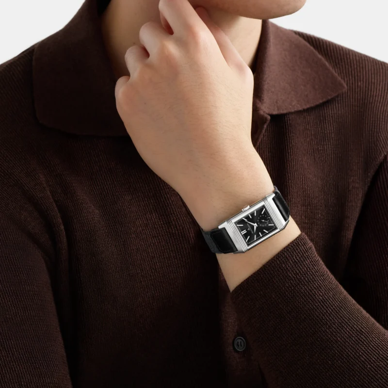 Jaeger-LeCoultre Reverso Tribute Duoface Small Seconds black dial worn on the wrist