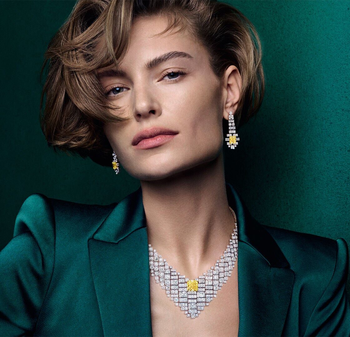 Graff yellow diamond high jewellery necklace with white diamonds