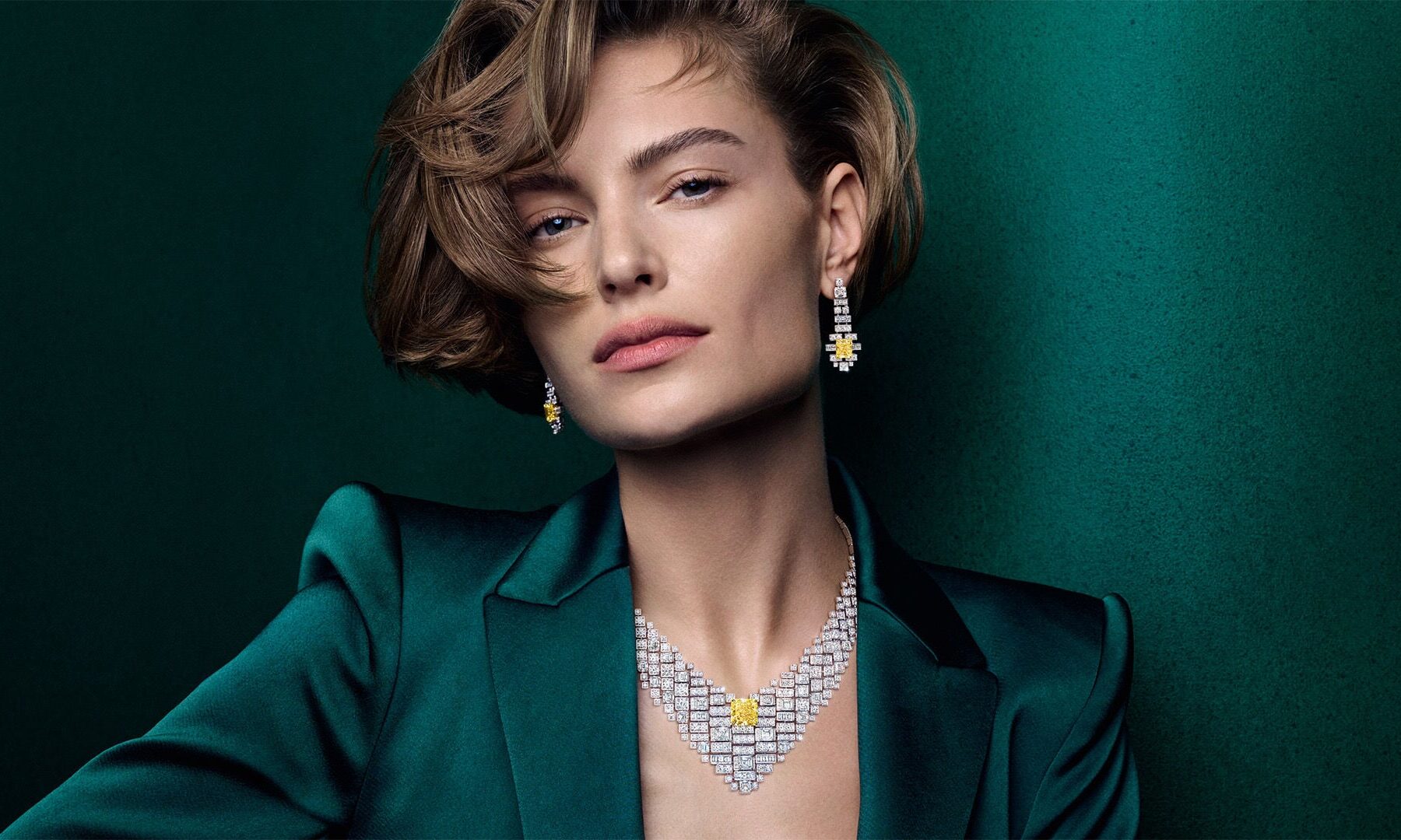Graff yellow diamond high jewellery necklace with white diamonds