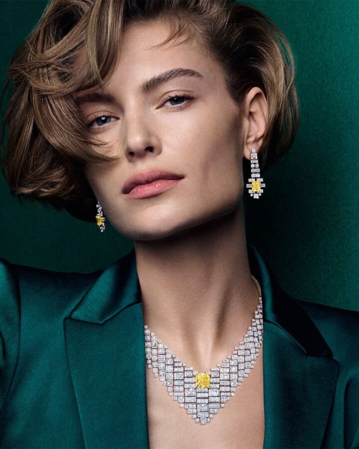 Graff yellow diamond high jewellery necklace with white diamonds