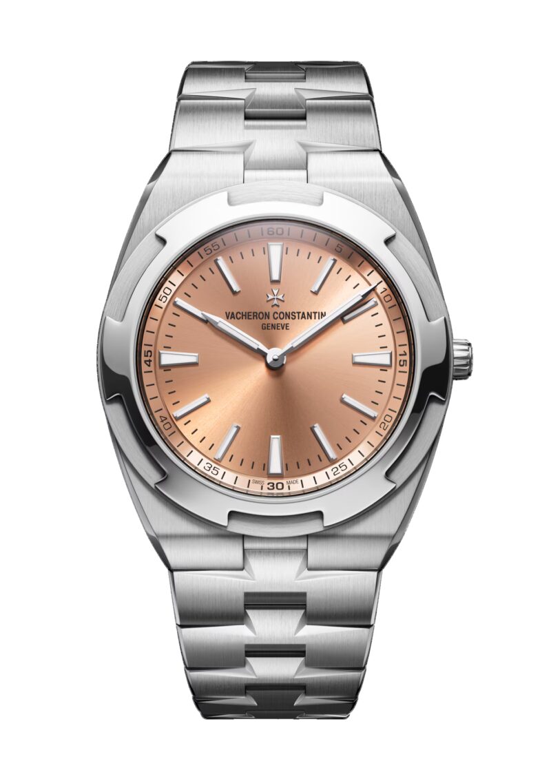 Vacheron Constantin Overseas Self-Winding Ultra-Thin platinum salmon dial front view