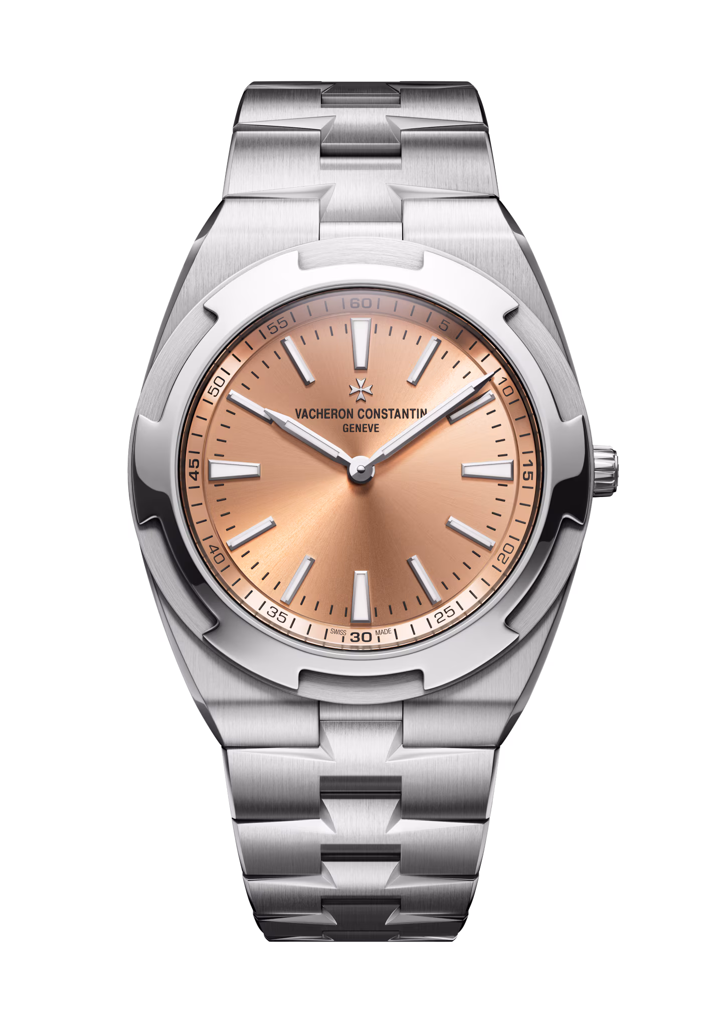 Vacheron Constantin Overseas Self-Winding Ultra-Thin platinum salmon dial front view
