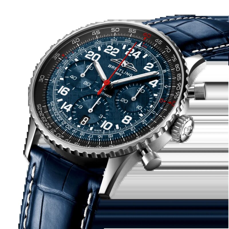 Breitling Navitimer Cosmonaute Artemis II three-quarter view showing the 24-hour dial and slide-rule bezel