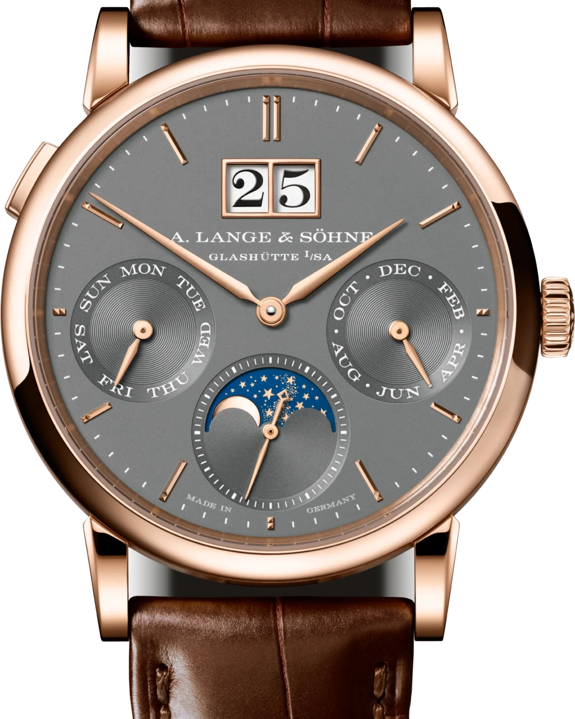 A. Lange & Söhne Saxonia Annual Calendar in pink gold with grey dial