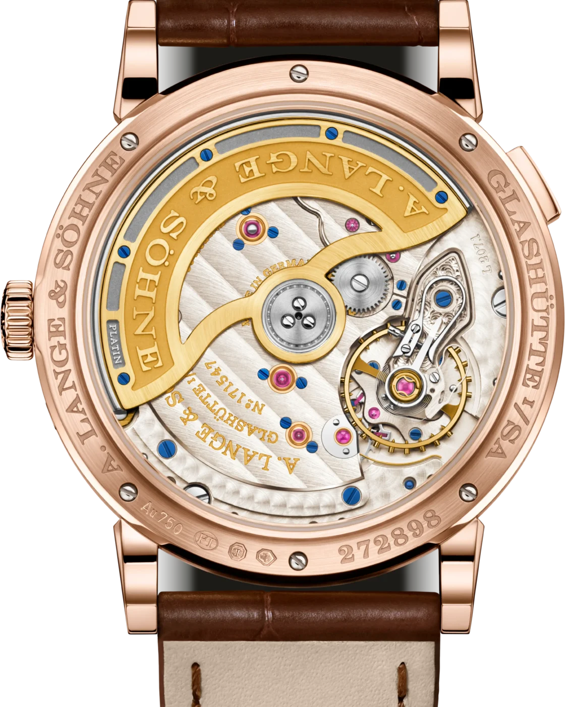 A. Lange & Söhne Saxonia Annual Calendar pink gold caseback and calibre