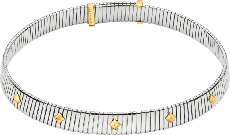 Bulgari Tubogas Gold and Steel necklace with flexible coils