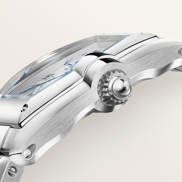 Cartier Roadster 2026 side profile showing the conical crown and case architecture