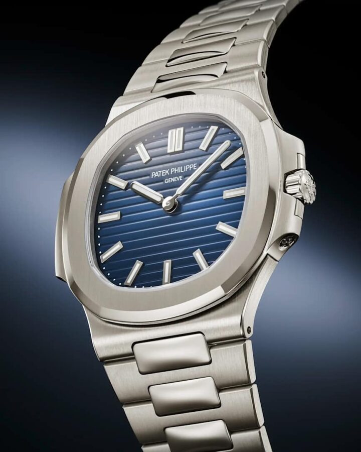 Patek Philippe Nautilus 50th Anniversary angled integrated bracelet view