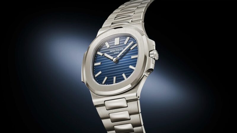 Patek Philippe Nautilus 50th Anniversary angled integrated bracelet view