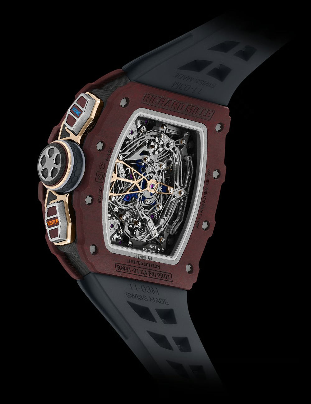 Richard Mille RM 41-01 Tourbillon Soccer Red Carmin Basalt TPT caseback view