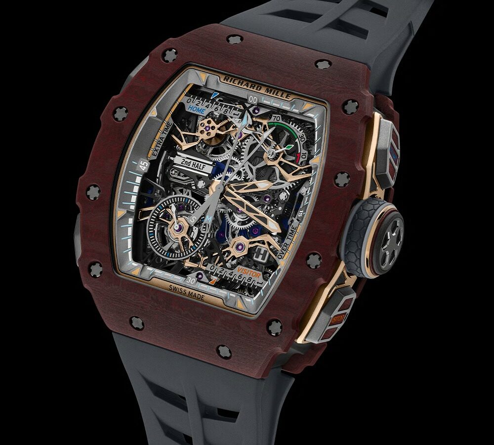 Richard Mille RM 41-01 Tourbillon Soccer Red Carmin Basalt TPT angled dial view