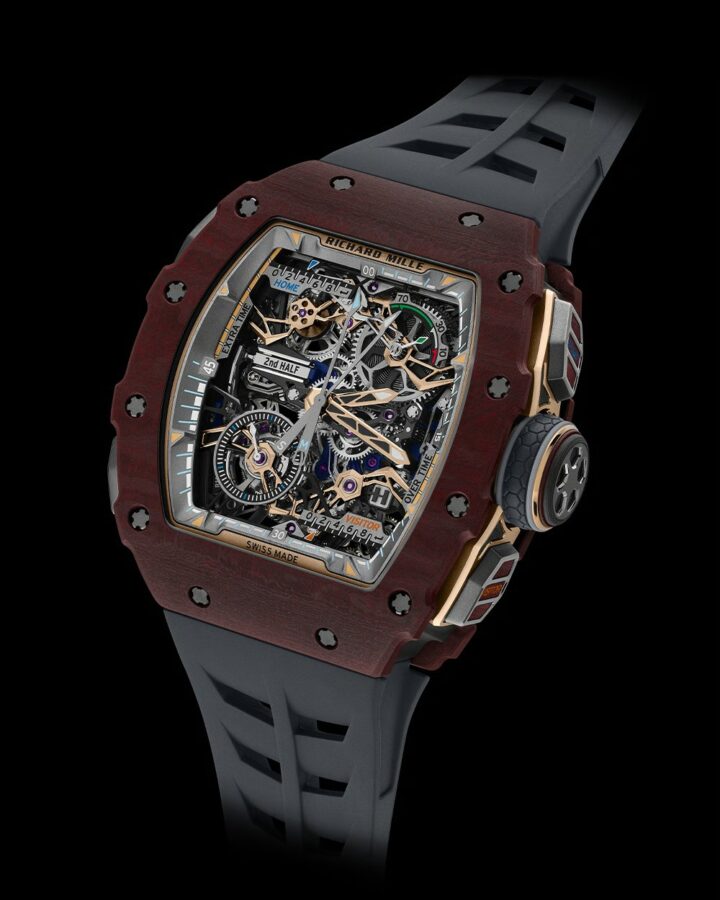 Richard Mille RM 41-01 Tourbillon Soccer Red Carmin Basalt TPT angled dial view