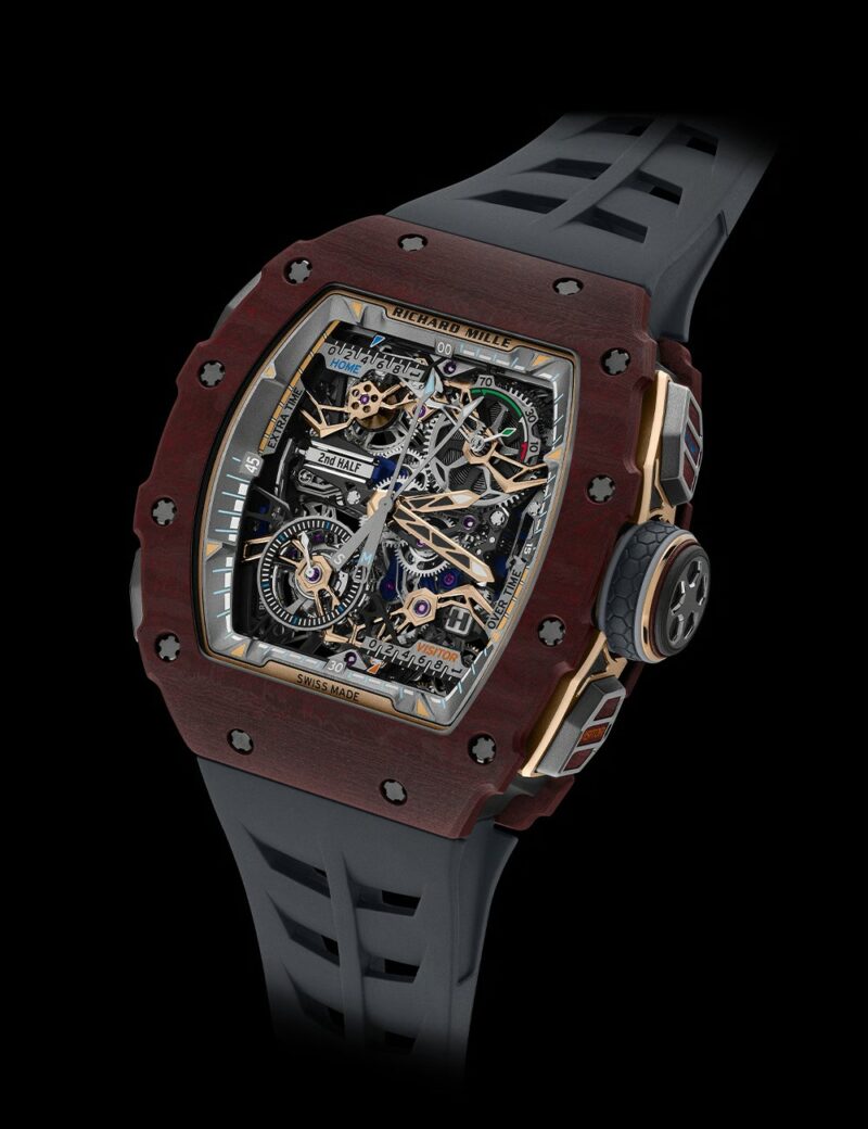 Richard Mille RM 41-01 Tourbillon Soccer Red Carmin Basalt TPT angled dial view