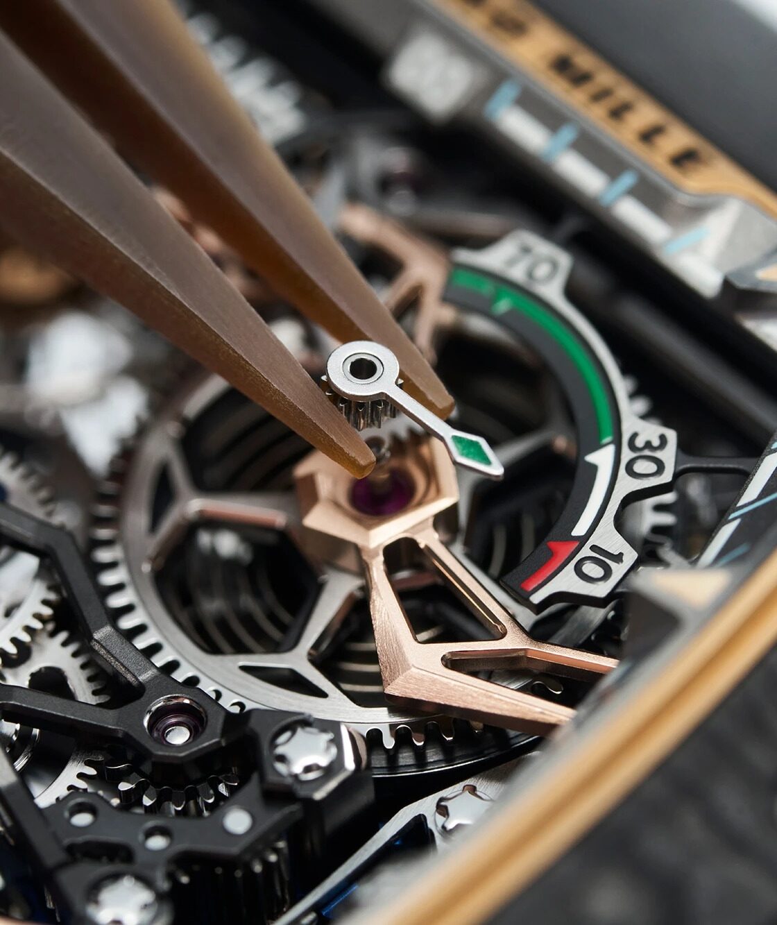 Richard Mille RM 41-01 Tourbillon Soccer match-time and chronograph macro detail