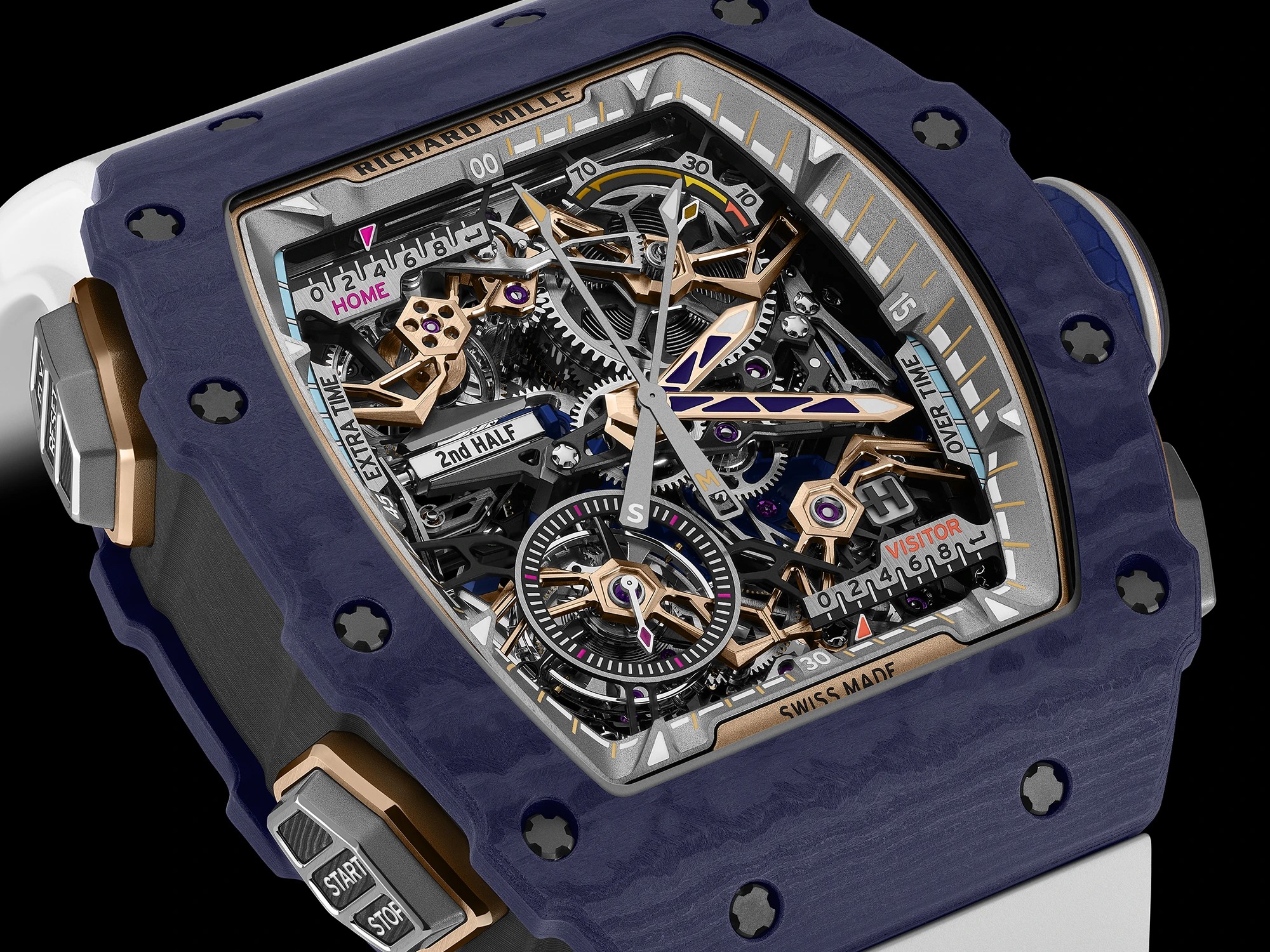 Richard Mille RM 41-01 Tourbillon Soccer Dark Blue Quartz TPT close dial view