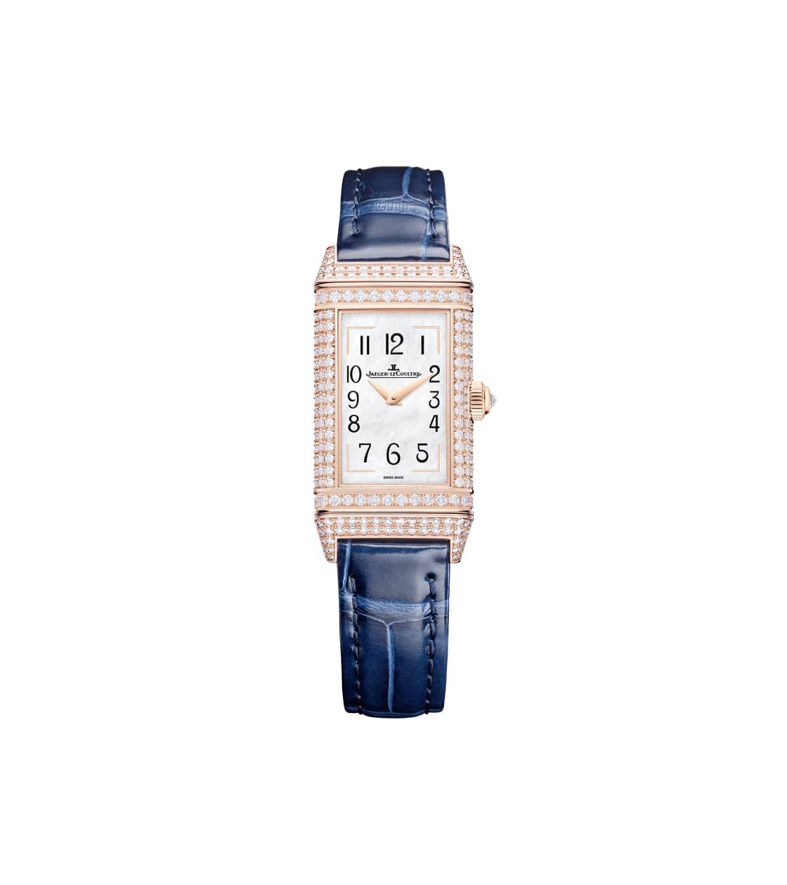 Jaeger-LeCoultre Reverso One Hibiscus Syriacus front view in pink gold