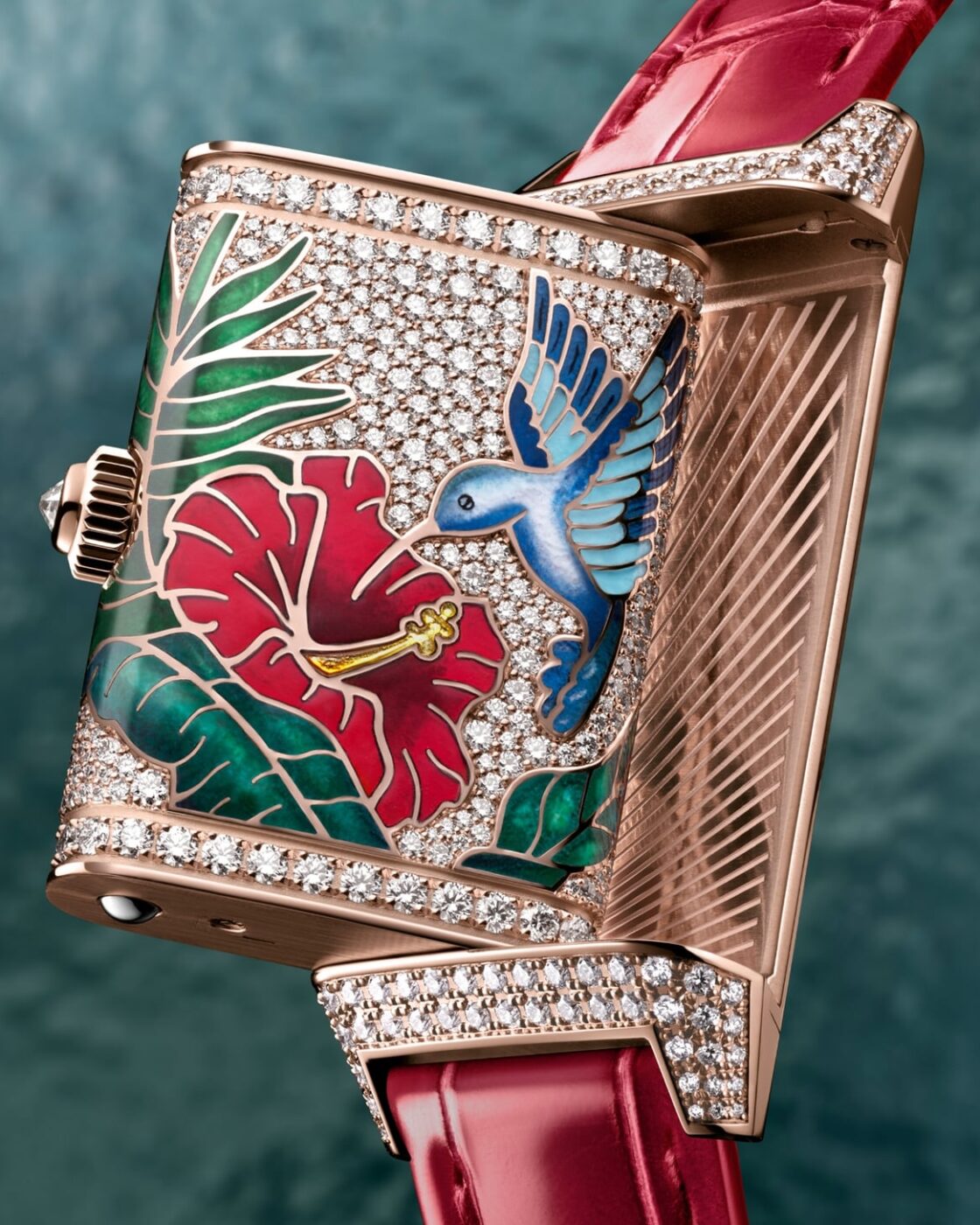 Reverso One Hibiscus Rosa reverse side with red hibiscus and akialoa
