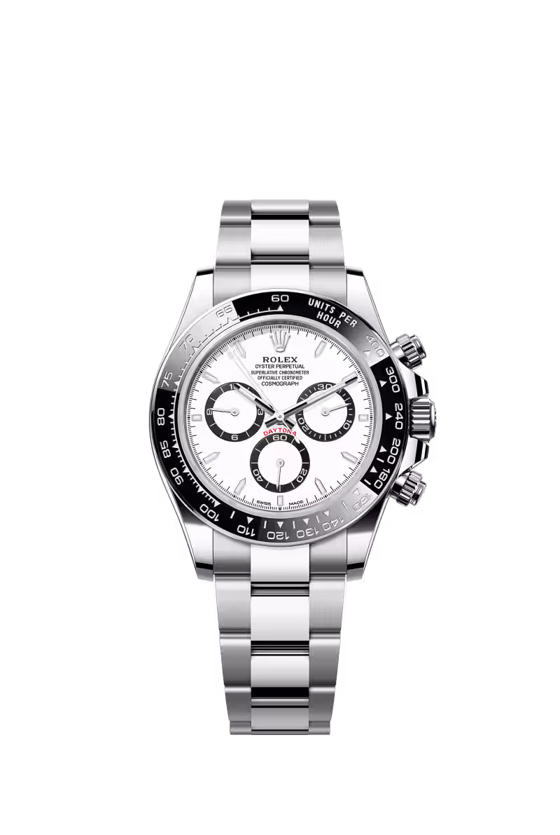 Rolex Cosmograph Daytona white dial steel reference front view