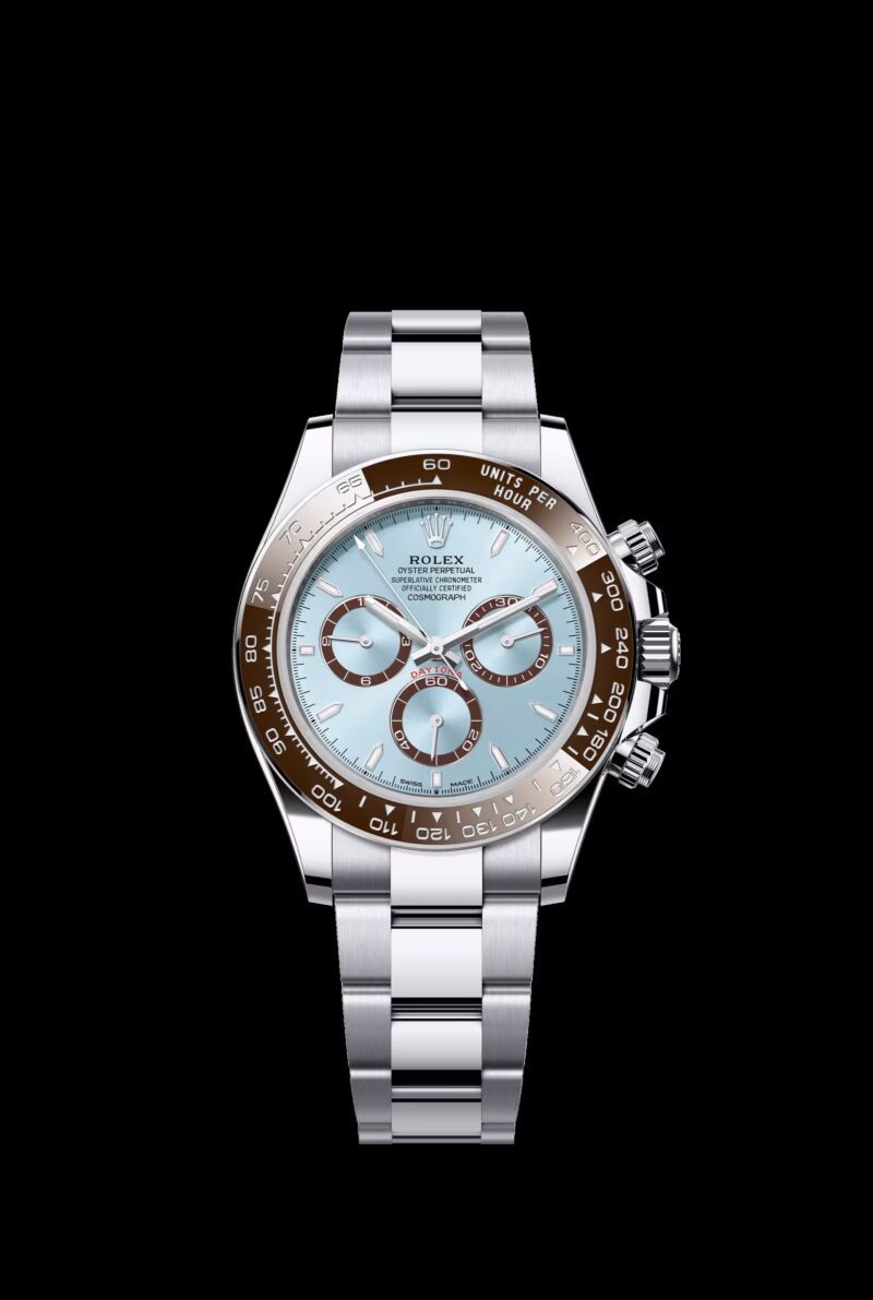 Rolex Cosmograph Daytona platinum ice blue dial front view