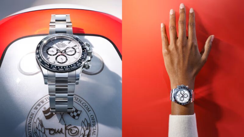 Rolex Cosmograph Daytona white dial wrist and desk composition