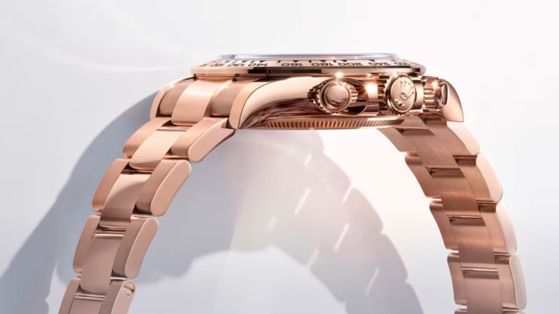 Rolex Cosmograph Daytona Everose gold case profile and bracelet