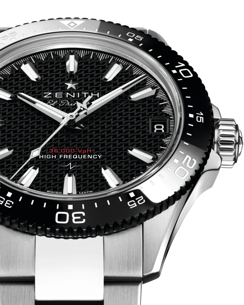 black-date reference dial and bezel detail