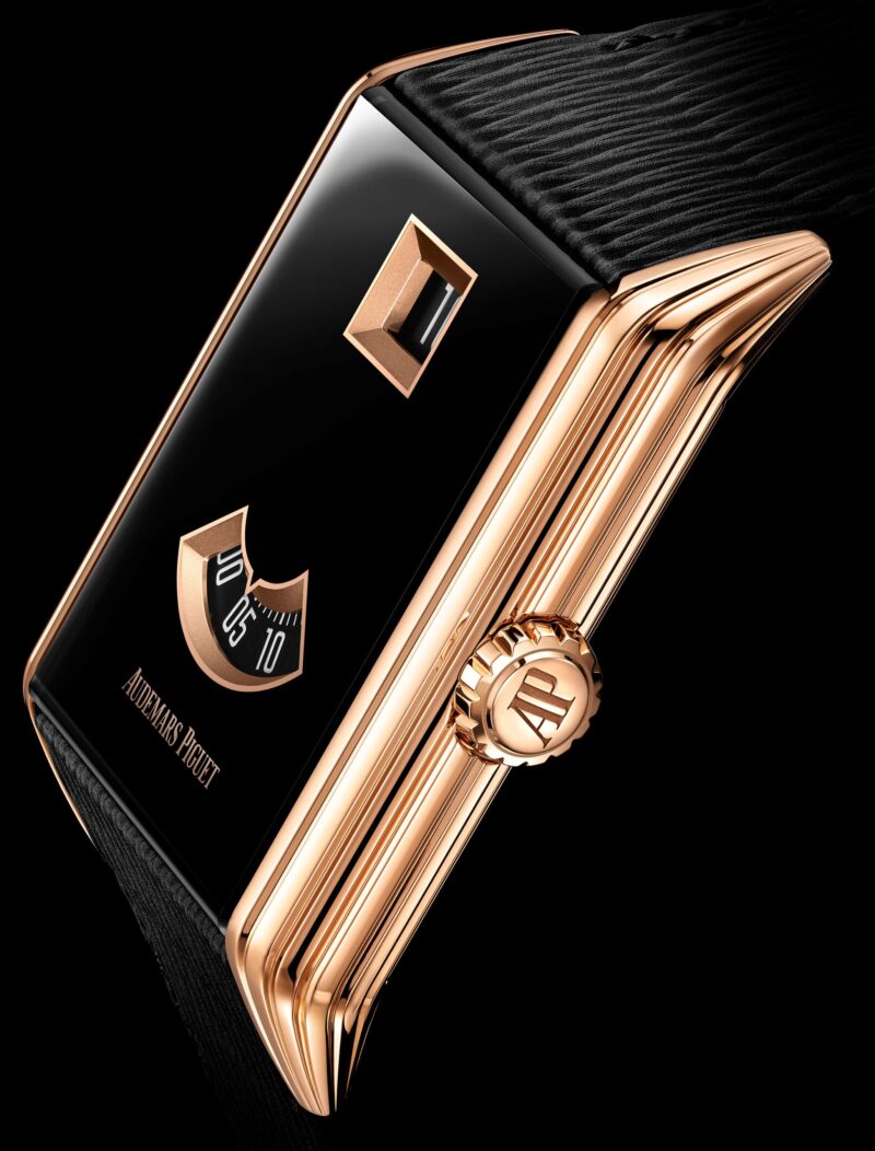 Audemars Piguet Neo Frame sapphire dial and crown detail