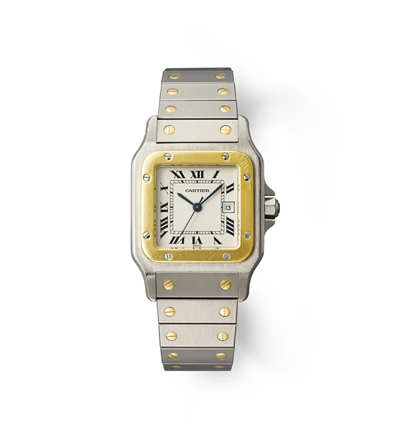 Cartier Santos wristwatch in steel and gold