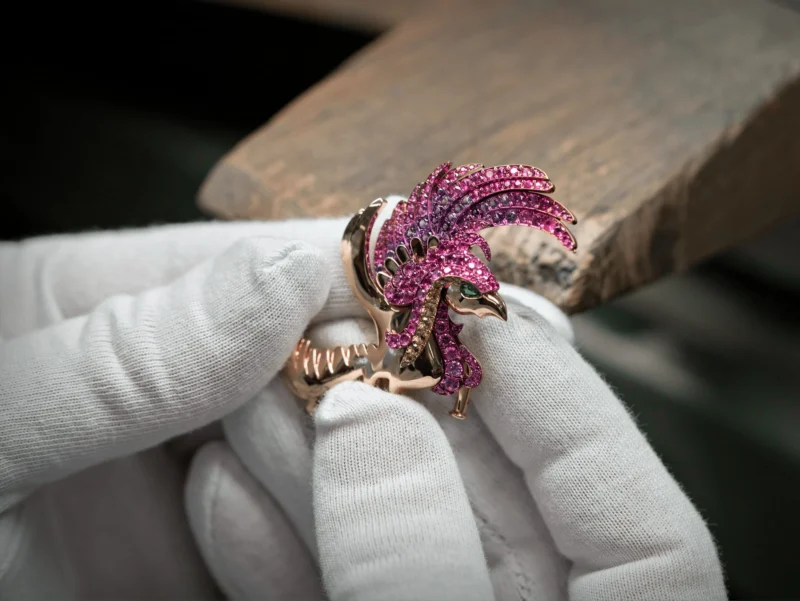 Chopard artisan working on the phoenix brooch