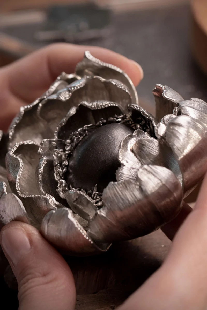 Sculpted flower model in the Chopard workshop
